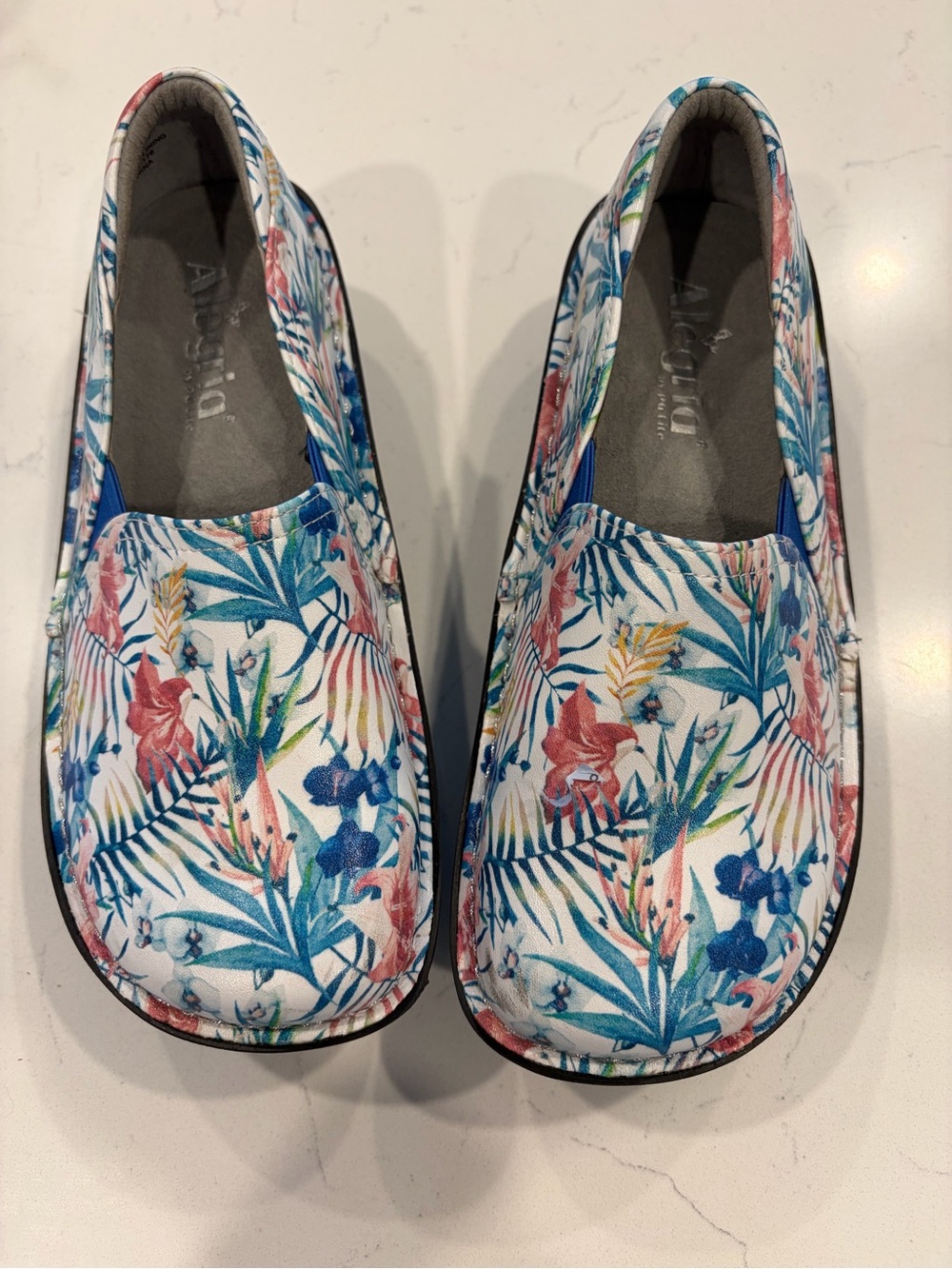 Alegria Floral Canvas Slip-On - White with Blue, Pink, Green